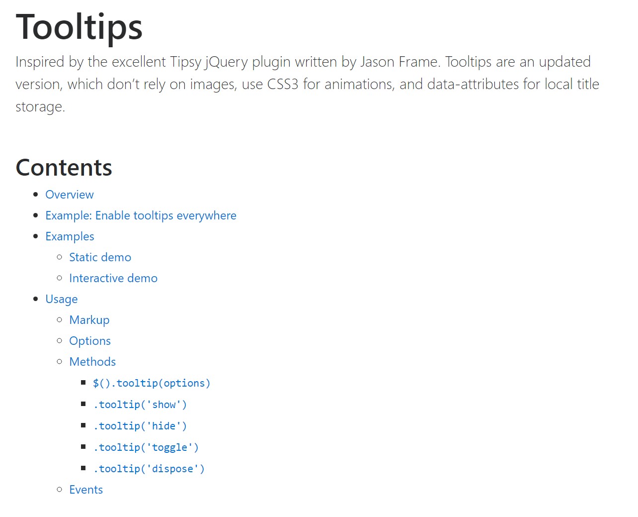 Bootstrap Tooltips official  documents
