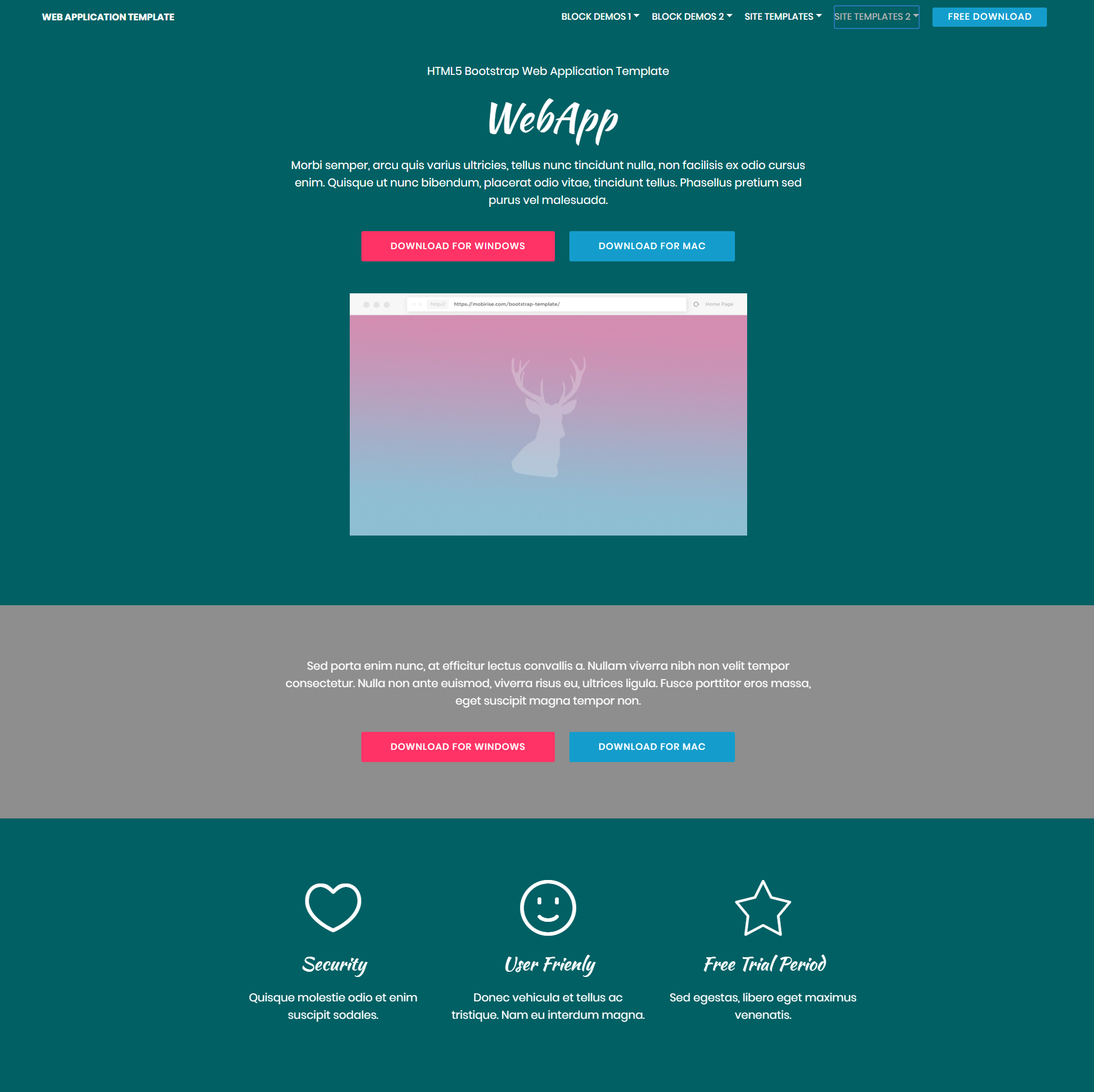 Free Bootstrap Web application Templates
