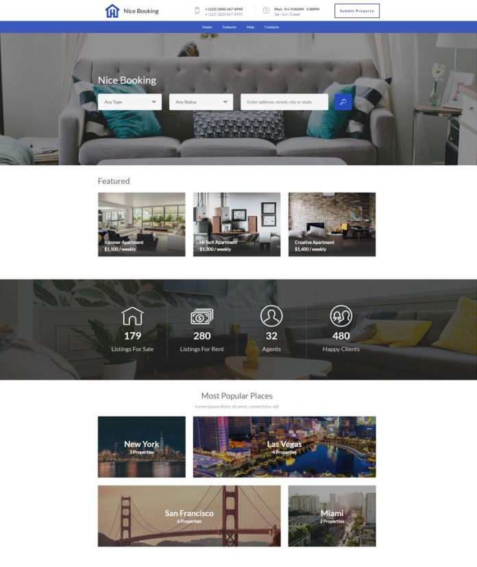 Booking Real Estate Website Templates