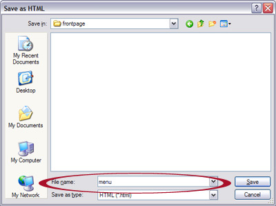 Save Frontpage menu name